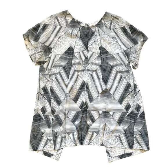 Hunter Bell Print Top Shirt Womens XS Small Black White Short Sleeve Crew Neck - Picture 1 of 10
